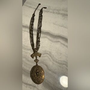 Ben-Amun Large Gold Medallion Locket Necklace
